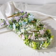 thumbnail image 4 of Blue Fairy Flower Crown, Artificial Forest Orchid Floral Headpiece, Woodland Elf Flower Headband with Ribbon for Renaissance Cosplay Wedding Festival Hair Accessory, 4 of 4