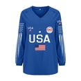 thumbnail image 4 of WHEANG Women's USA 250th Anniversary Shirt 1776-2026 Patriotic V Neck Long Sleeve Tee American Flag Graphic Tops Fashion Summer Comfortable Tee Color Blue Size M, 4 of 4
