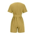 thumbnail image 4 of Clearance! Ohufall Jumpsuits for Women, Fashion Summer Casual Sexy Short Sleeve Solid Color V-Neck Jumpsuits Overalls Women, Rompers for Women, Onesie for Women Clearance, 4 of 6