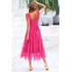 thumbnail image 2 of Vestido PRETTYGARDEN Midi Sin Mangas con Fruncido Rojo Rosa XL, 2 of 7