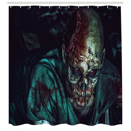 Zombie Shower Curtain Man Shot In Head With Bloody Details