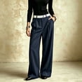 thumbnail image 2 of CaComMARK PI Women's Baggy Casual Dress Pants Lightweight Pleated Wide Leg Pants Loose Relaxed Fit Trousers Navy, 2 of 8