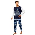 thumbnail image 2 of Family Christmas Pajamas Matching Sets, Merry Christmas Tree Text Print Navy Tops with Fair Isle Snowman Pants, Long-Sleeve Loungewear Sleepwear for Couples, Women, Men, Kids and Baby, 2 of 6