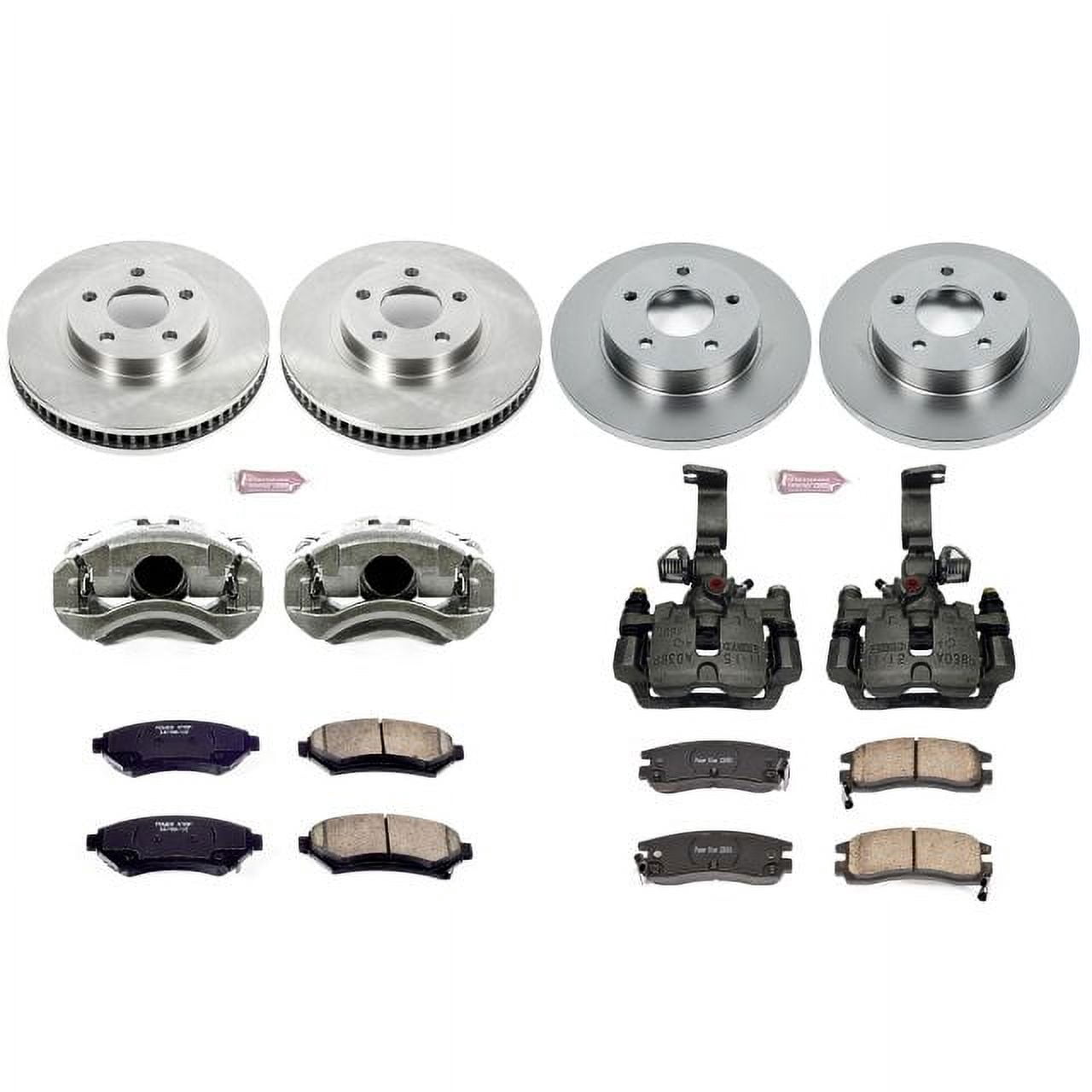 PowerStop Front and Rear Stock Replacement Brake Pad and Rotor Kit with Calipers Fits: OLDSMOBILE Select Models KCOE1543F