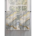 thumbnail image 3 of Tier Curtains 45 Inches Long, Marble Grey Window Treatment Curtain Drapes, Modern Gold Luxury Neutral Texture Small Curtain Drapes for Bathroom Laundry Room, 27.5"x45", 2 Panels, 3 of 7