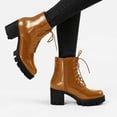 thumbnail image 2 of Unique Bargains Women's Platform Chunky Heels Combat Boots, 2 of 6