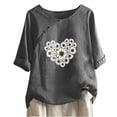 thumbnail image 1 of Birdeem T-Shirt Décontracté en Coton et Lin Imprimé à Manches Courtes Col Rond Boutonné, 1 of 12