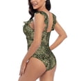 thumbnail image 5 of Yiaed Green Snake Skin Print Women's Ruffled One Piece Swimsuit V Neck Swimwear Slimming Monokini for Woman-Large, 5 of 8