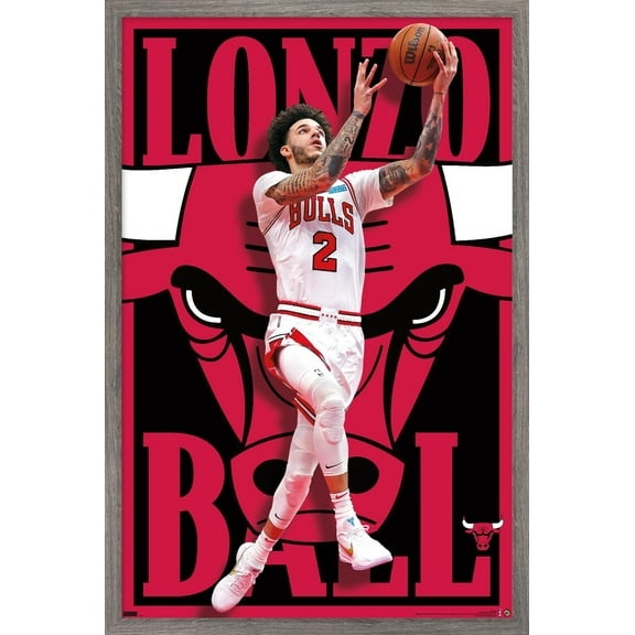 NBA Chicago Bulls - Lonzo Ball 22 Wall Poster, 22.375" x 34" Framed