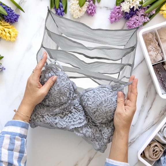 WEUVEB Underwear Storage Organizer Box with Soft Mesh Fabric and Divider for Neat and Tidy Home Closet Storage