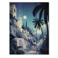 thumbnail image 3 of Designart "Mediterranean Night Coastal Nocturne" Greece Print on Natural Pine Wood, 3 of 5