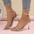 thumbnail image 4 of SACFOF Womens Sandals Strappy Heels for Women Ankle Strap Lace Up Square Open Toe Heels Tie Up Stiletto High Heeled Sandals for Prom, Party, Daily Wear, 4 of 6
