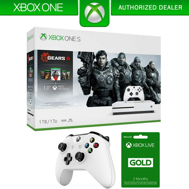 Microsoft 234 01020 Xbox One S Gears Of War 5 With Wireless Controller Bundle With Microsoft Xbox Live 3 Month Gold Membership And Xbox Wireless Controller White Walmart Com Walmart Com