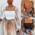 thumbnail image 1 of Blusa de cuello en U con mangas transparentes de lunares/pantaletas/pantaletas Sexy/Femininapangjing, 1 of 3