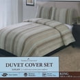 thumbnail image 4 of Home Classics Logan Tan Beige Stripe 3 Pc Duvet Set King Bed Comforter Cover, 4 of 4