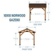 Backyard Discovery Norwood 10' x 10' Cedar Wood Gazebo, Galvanized Steel Roof, PowerPort