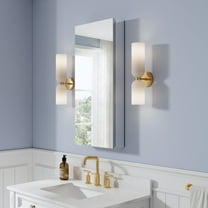 ANGELES HOME 16" x 36" Mirror Medicine Cabinet, Wall Mounted Medicine Cabinet with Tempered Mirror, Anodized Chrome Aluminum Frame, Mirror Cabinet with 3 Adjustable Shelves, Right Open Door