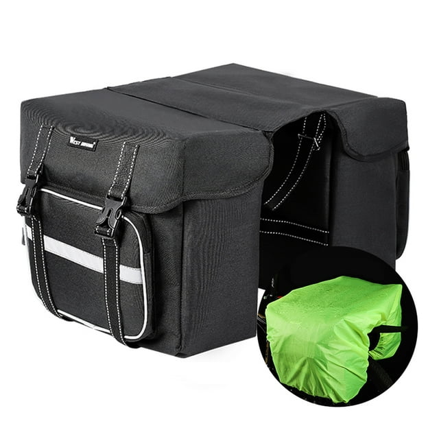 WEST BIKING 28L Waterproof Bicycle Pannier Bag for Mountain Bikes, Lightweight & Foldable Rear Rack Bag with Reflective Strips, Black/Grey Options, Includes Rain Cover