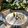 thumbnail image 3 of Wisfor 2-4 Person Pub Bar Table Home Leisure Table w/ Metal Stable Base & Sintered Stone for Living Room Dining Room , LxH: 29.92x30.90 inch, Glossy White Top Black Leg, 3 of 11