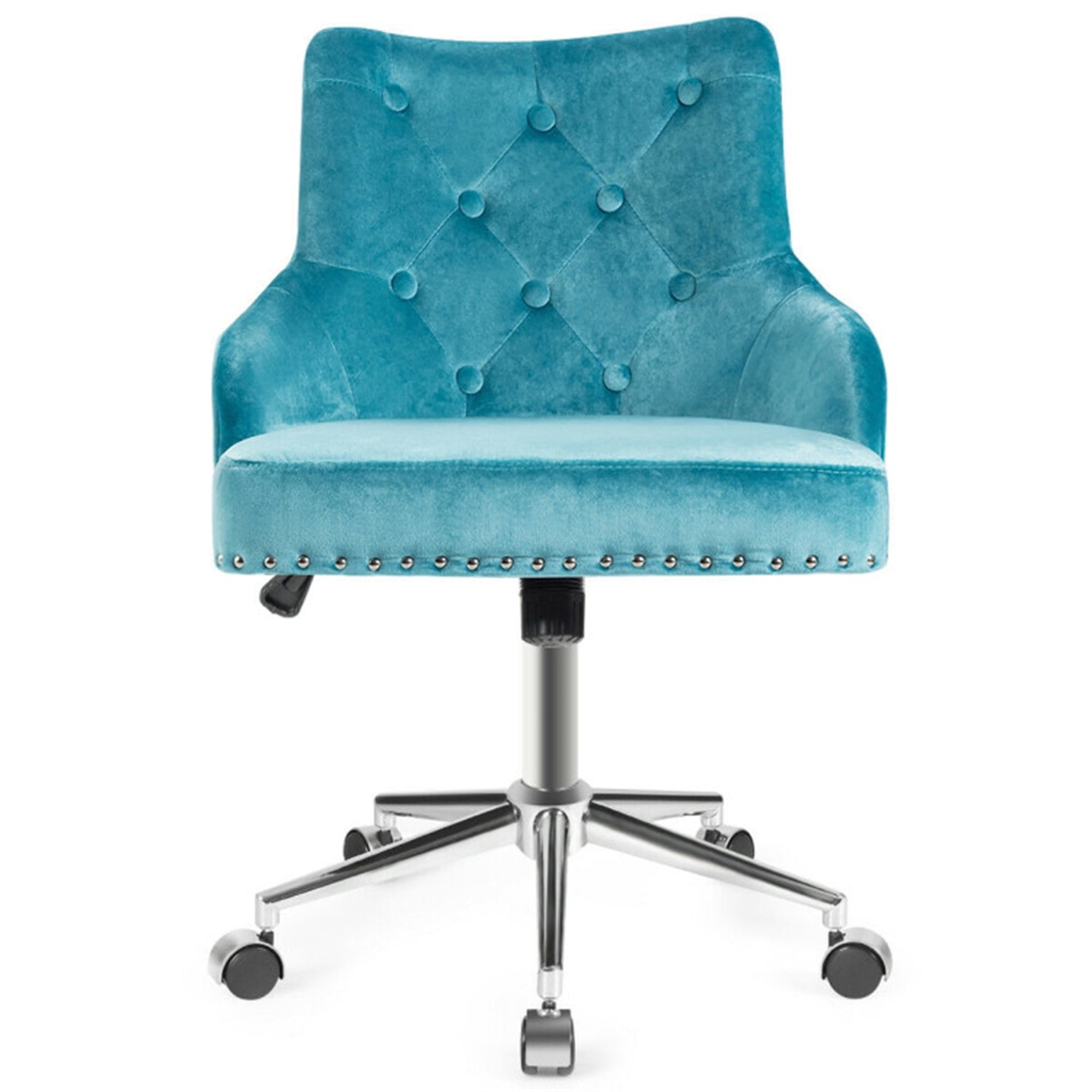 Demi Bonn Tufted Upholstered Swivel Computer Desk Chair with Nailed for Home, Bedroom, Study, Rolling Work Computer Office Chair, Turquoise