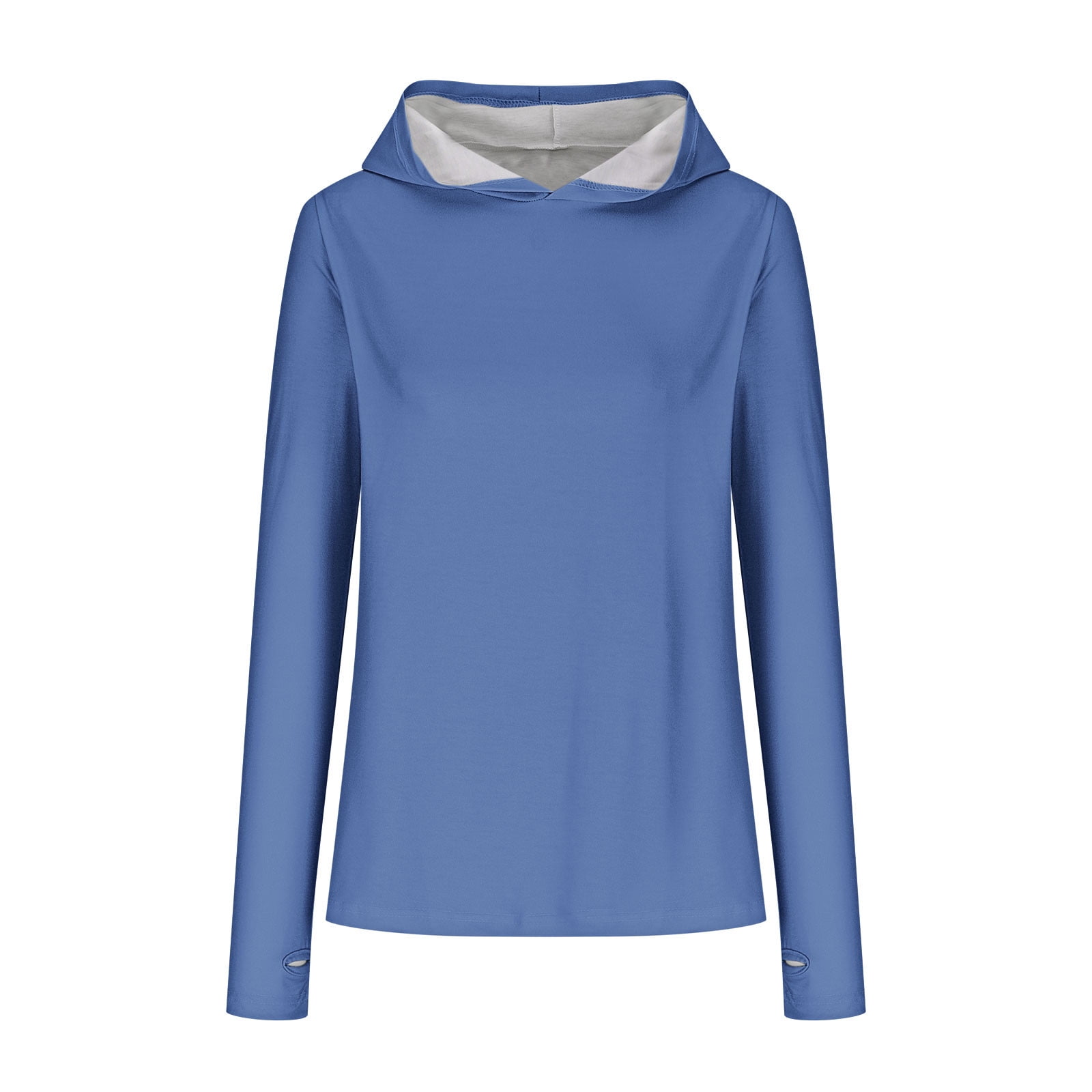 JWZUY Women's Solid Hoodie with Thumb Holes Long Sleeve