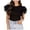 Black, variant on Women's T-Shirts Casual Knitted Polka Dot Mesh Ruffle Short Sleeved Round Neck Versatile Top for Women