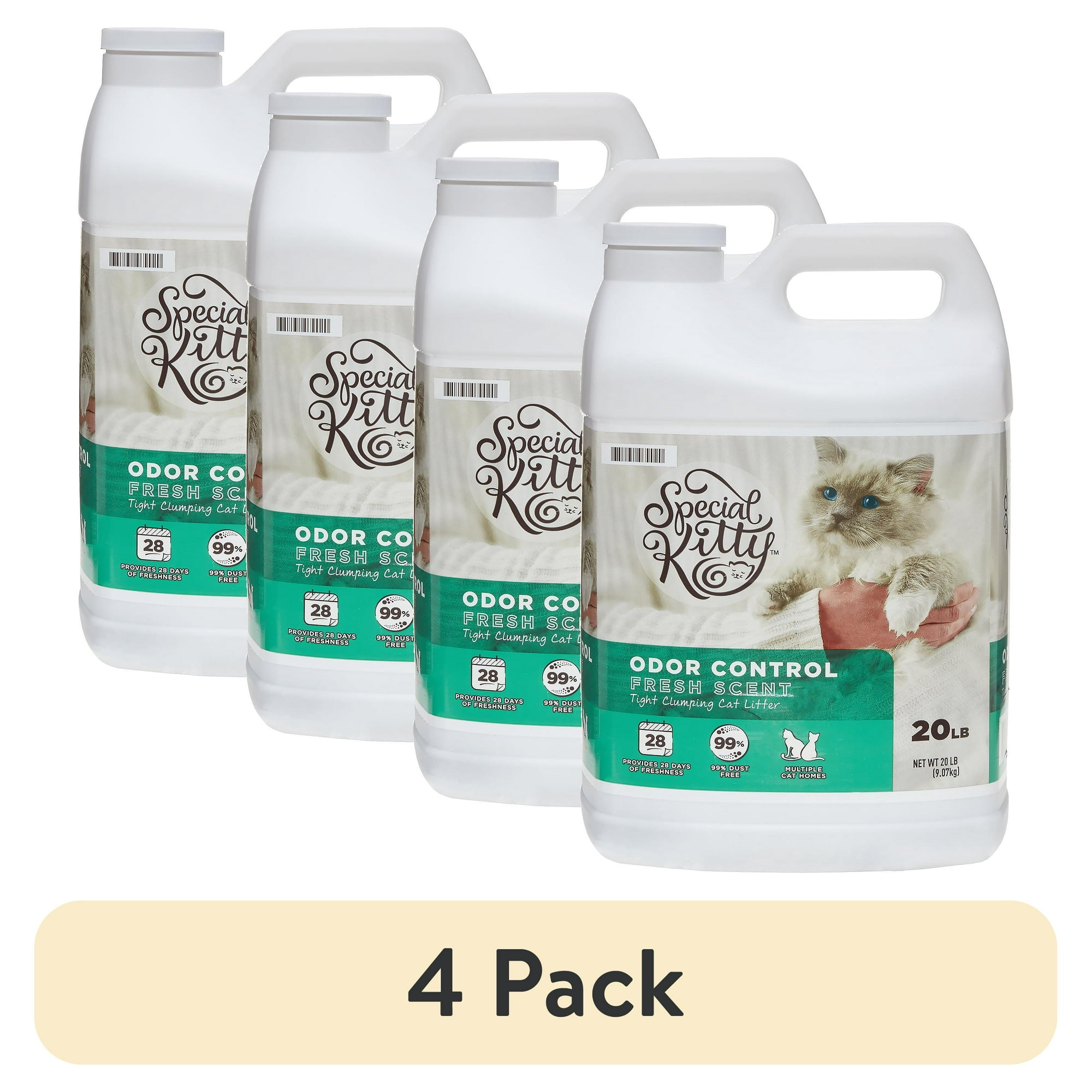 (4 pack) Special Kitty Tight Clumping Clay Cat Litter, Fresh Scent, 20 lb Jug, 1 Count