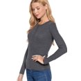 thumbnail image 2 of Women's Basic Casual Fitted Long Sleeve Top, Charcoal Grey M, 2 of 3