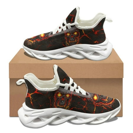 Gradient Glowing Skull Pattern Women s Male Autu Winter Sneakers Non-slip Round Toe Casual Shoes Dirt Resistant Flats