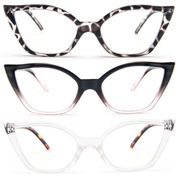 REAVEE Cat Eye Reading Glasses for Women 3 Pack Anti Blue Light Computer Readers Stylish Retro with Spring Hinge 1.0