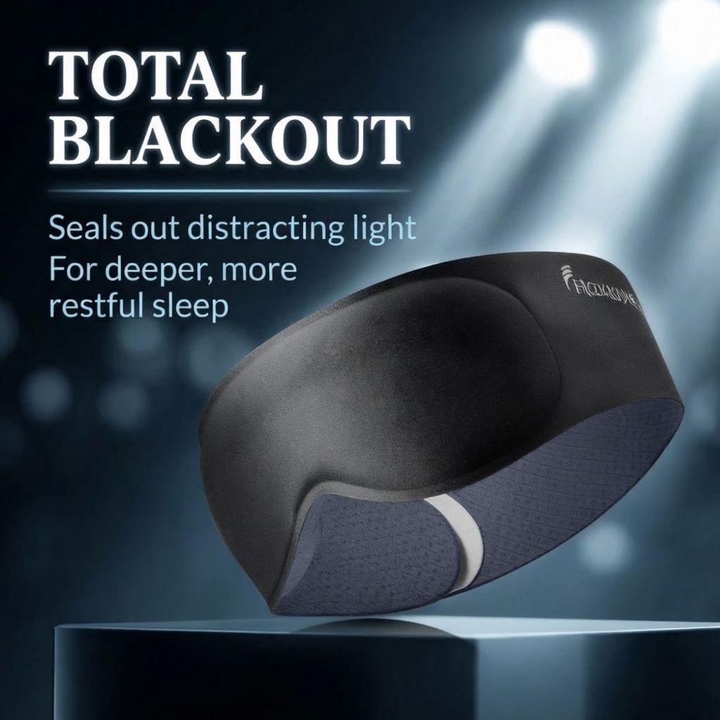 FACEMOON 3D Contoured Blackout Sleep Mask Weighted for Men and Women Peaceful Night's Sleep Soft Memory Foam Zero Eye Pressure Work From Home Black