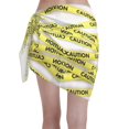 thumbnail image 2 of Women'S Beach Cover Up Short Sarong Dress Caution Yellow Adhesive Tape Wrap Chiffon Shawl, 2 of 7