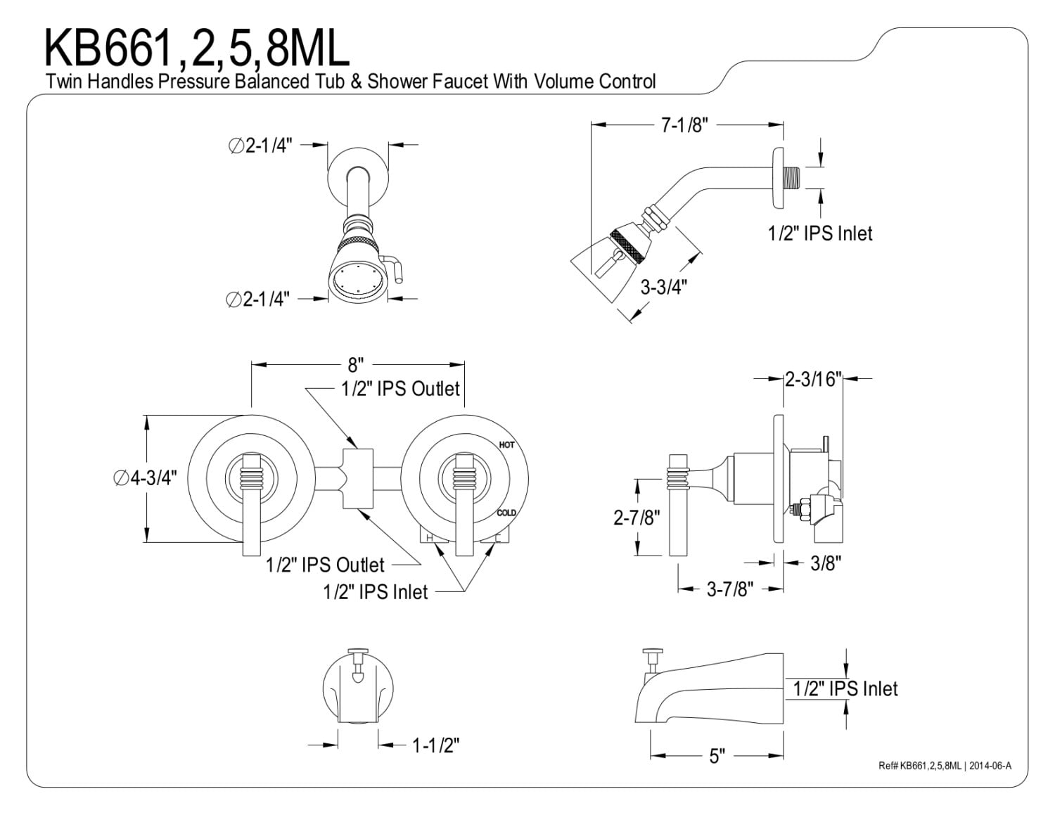Kingston Brass Vintage Two Handle Tub & Shower Faucet