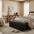 thumbnail image 4 of Avalon 54 inch Wide Contemporary Extra Large Storage Ottoman Bench in Midnight Black Vegan Leather, 4 of 10