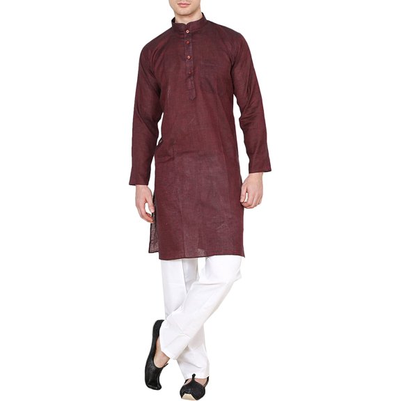 Royal Kurta Men's Cotton Kurta Pyjama Set (X-large, Maroon)