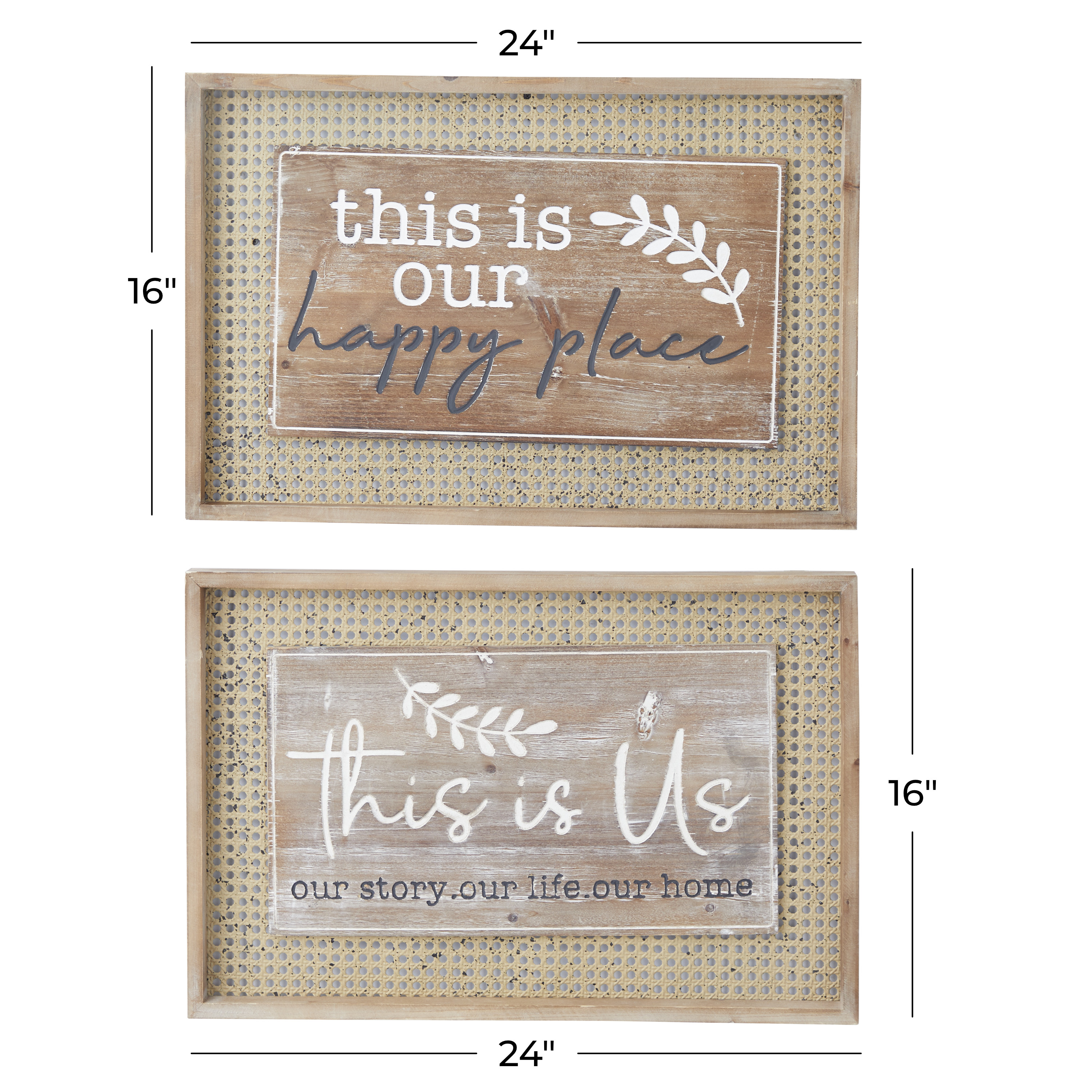 DecMode Brown Wood Farmhouse Wall Decor, Set of 2