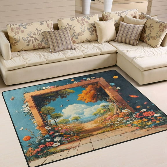 BZSMCE Vintage Area Rugs Door with Floral Creative Area For Home
