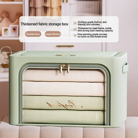 Foldable Clothes Storage Box | 24L Capacity Fabric Folding Basket | Closet Organizer for Clothing & Bedding | Green, Beige & Gray Options | 15.74x11.81x7.87 Inches