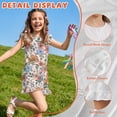 thumbnail image 5 of ZIATUBLES Vintage Botanical Pink Print Girls Summer Jumpsuit Kids Button Flutter Sleeve Short Playsuit Elastic Waist Round Neck Casual Romper Outfit Clothes with Pockets for 13-14 Y, 5 of 6