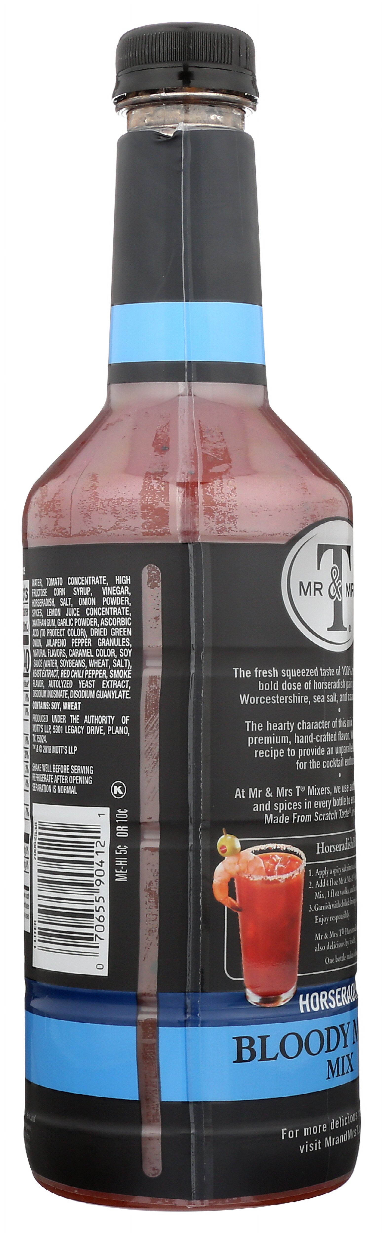 Pack of 6, Mr & Mrs T Horseradish Bloody Mary Mix, 33.8 fl oz