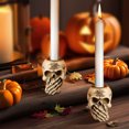 thumbnail image 4 of (2 Pack) Halloween Skeleton Candlestick 3 Piece Set Decorative Resin Sculpture for Home Desktop Ornament Creating a Festive Atmosphere, 4 of 6