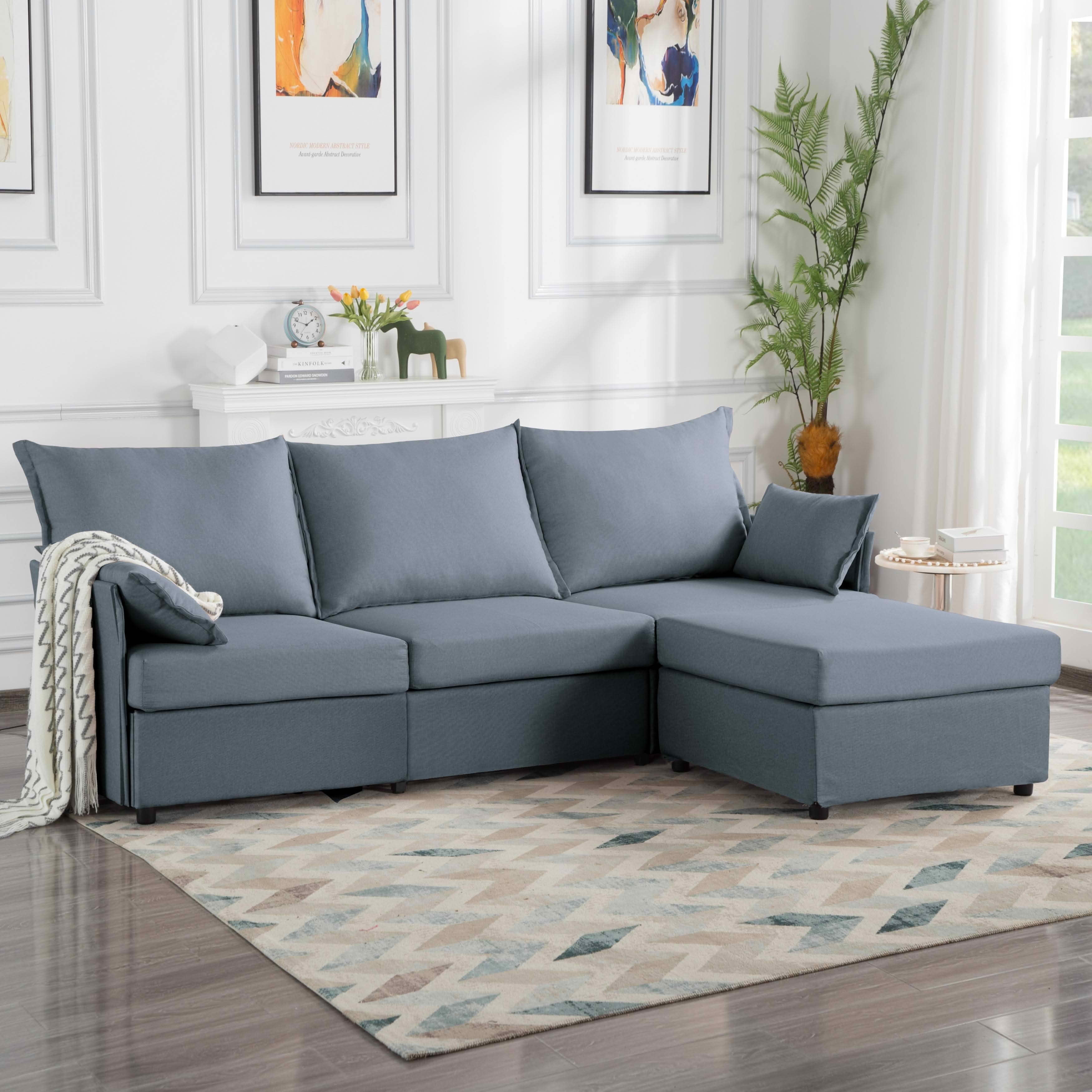 MAYEERTY 93.7" Modular Sofa with Ottoman - Removable Washable Covers, 3 Colors, 2 Arm Pillows