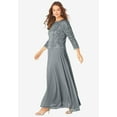 thumbnail image 3 of Roaman's Women's Plus Size Petite Plus Size Sparkle Lace Popover A-Line Gown With 3/4 Sleeves, 3 of 6