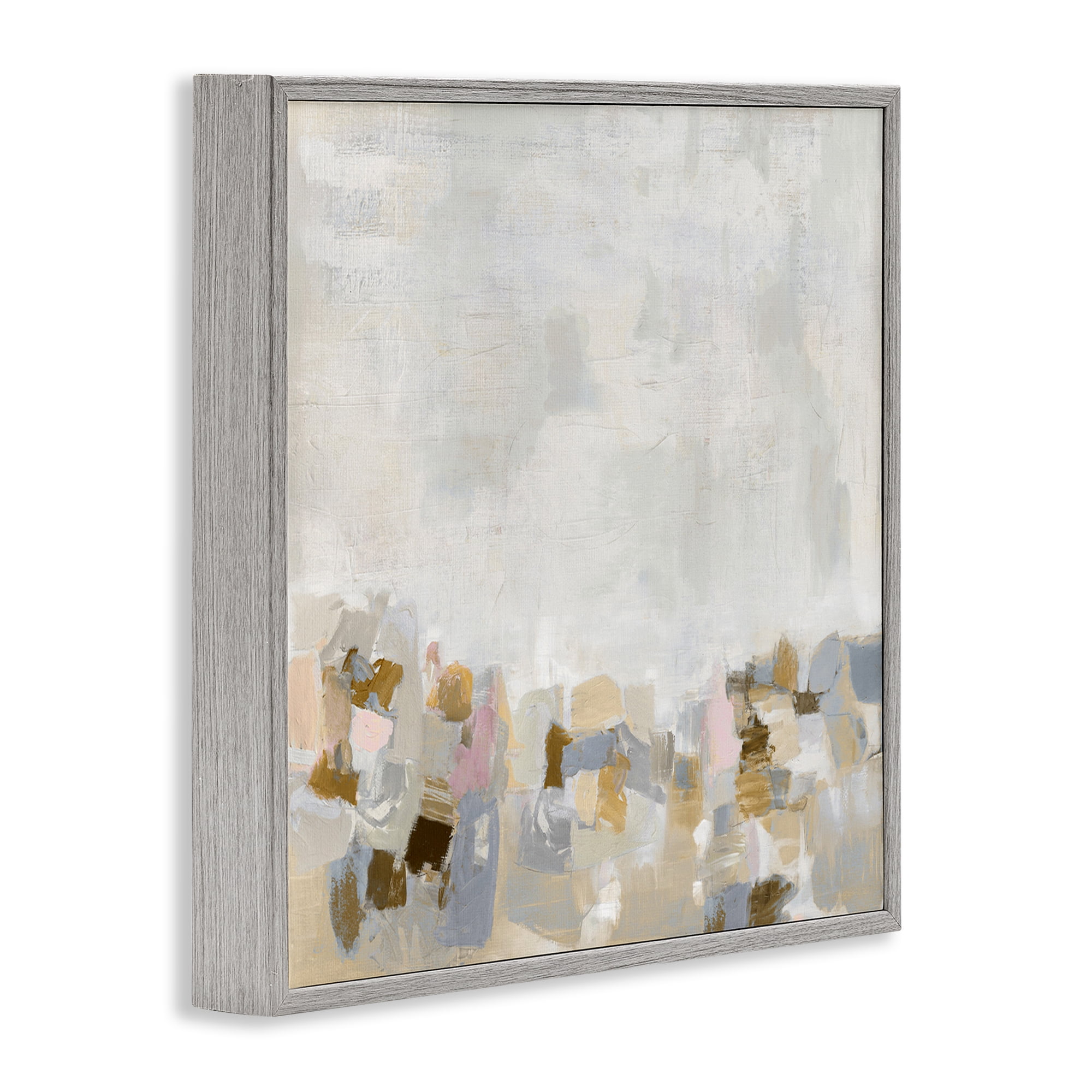 Stupell Industries Rustic Beige & Grey Abstract Painting Gray Framed Art Print Wall Art, 17 x 17