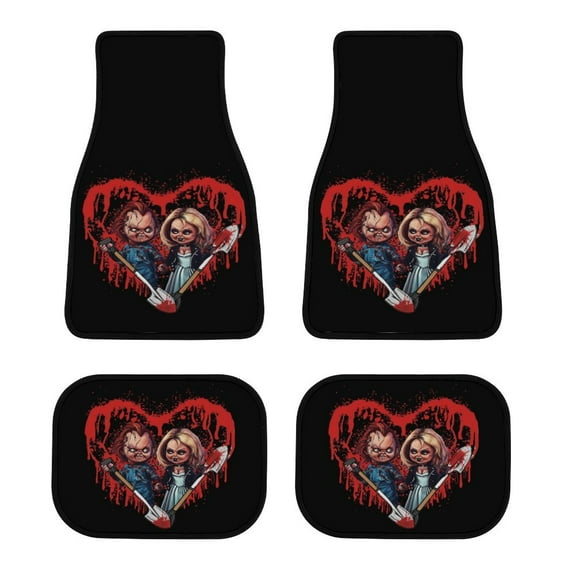 Bride of Chucky Car Floor Mats 4PC Set Anti Skid Vehicle Floor Mat Car Carpet for Front Rear Seats Universal Auto Interior Accessories