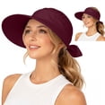 thumbnail image 2 of AirLoni Sun Hats For Women UPF50+ 2 In 1 Zipper Removable Top Ponytail Hat Adjustable Bow Decor Foldable Washable Quick Dry Summer Visor Hats For Women Summer Hats Purple,One Size, 2 of 5