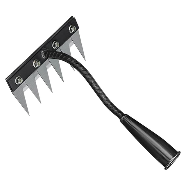 1 Pcs Garden Weeding Rake,Metal Weeding Rake,Small Weeding Rake,Garden Teeth-Shape Weeding and Leaves Removal Tools,Heavy-Duty Metal Weedings Rake,Portable Rakes for Gardening and Weedings,6 Teeth