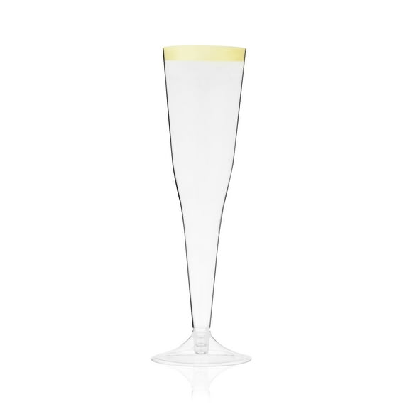 True Gold Rimmed Champagne Flutes for Wedding, Birthday, 5.5 oz Set of 12