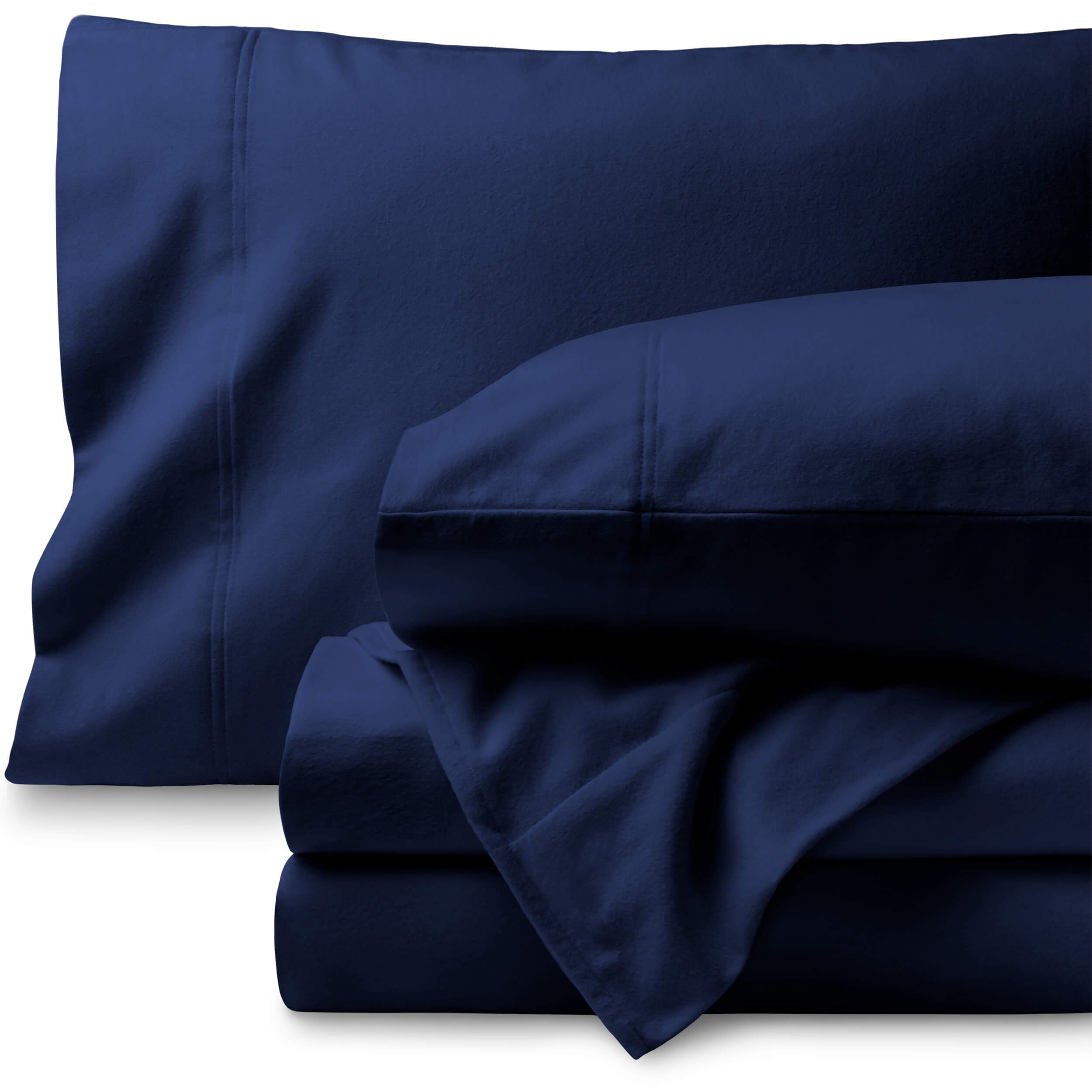 Bare Home 100% Cotton Flannel Sheet Set, Heavyweight, Deep Pocket (King, Dark Blue)