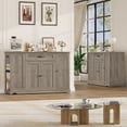 thumbnail image 5 of Homfa Kitchen Island with Wheels & Adjustable Shelf, 2 Drawer Farmhouse Buffet Cabinet Sideboard Coffee Bar for Dining Room Living Room, Gray, 5 of 7